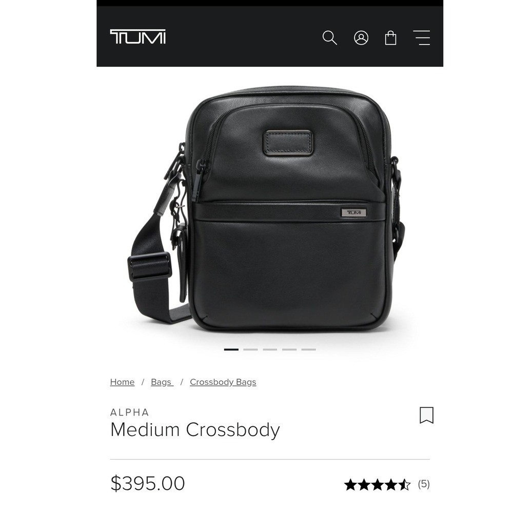 TUMI Alpha Medium Crossbody Black Leather Vertical Multi Pockets Messenger Bag - Picture 9 of 9